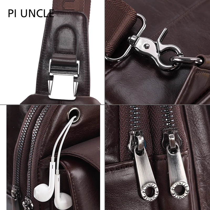 Мужские нагрудные сумки известного бренда из натуральной кожи мессенджеры на