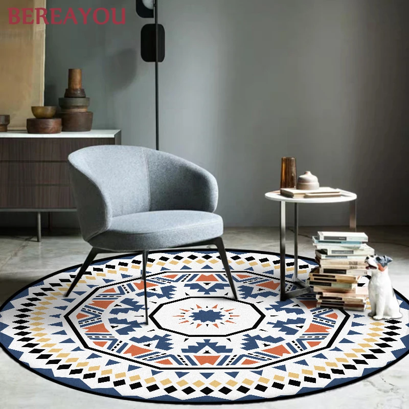Modern Area Rugs For Living room Kids Big Carpet Round Geometric Bedroom Rug Non-slip Floor Christmas deco dywan | Дом и сад