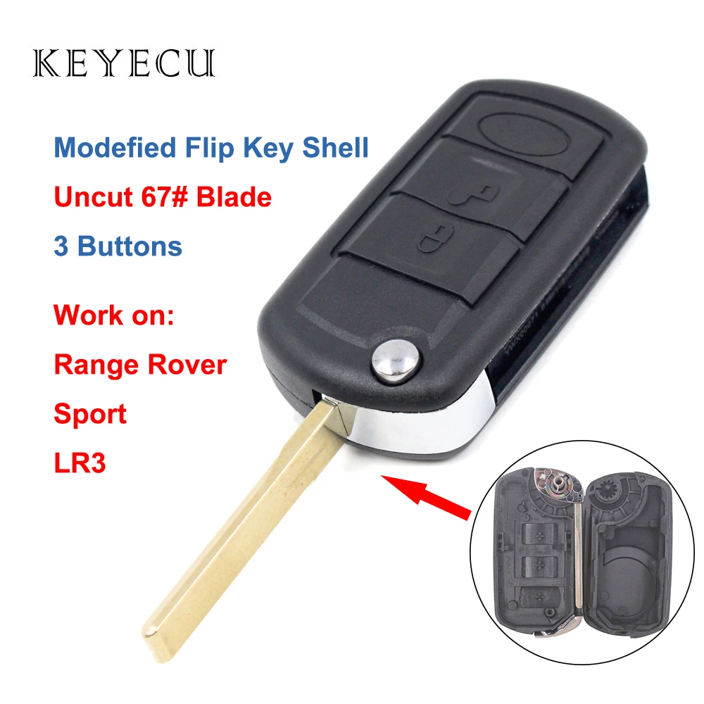KEYECU Modefied Shell складной чехол для дистанционного ключа брелок 3 кнопки Land Rover LR3 Range