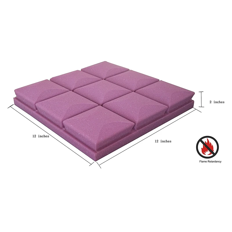 

12Pack Acoustic Panels Studio Foam Sound Absorbing Panel 12X12X2 Inch Sound Reduction Panels Soundproof Foam Wall Tiles