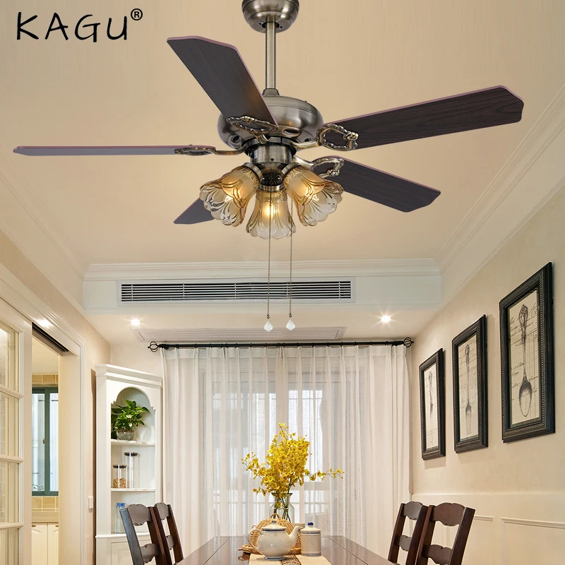 

48 Inch LED European Antique Fan Chandelier Dining Room Living Room With Lamp Electric Fan Konoha Large Fan Lamp