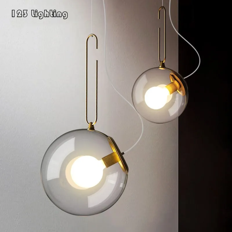Новый дизайн прозрачный стеклянный кулон лампа E27 светодиодный ресторанный