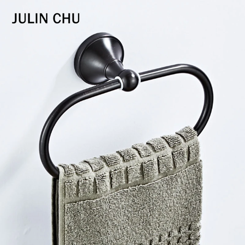 

Матовое черное кольцо для полотенец, настенное крепление, Овальный латунный настенный металлический держатель для полотенец для ванной, кухни, туалетной комнаты, туалета, Декоративная вешалка