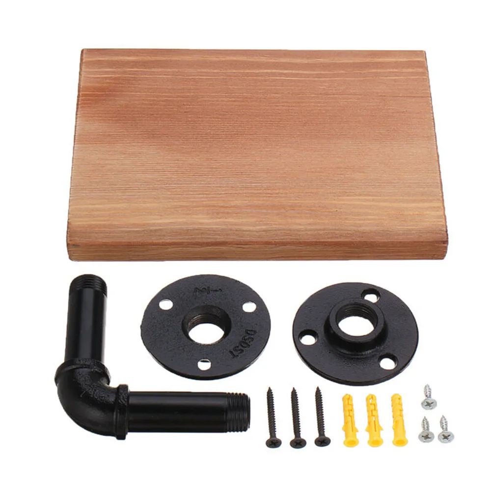 

1x Bracket 40*20cm, 20*15cm Industrial Black Iron Pipe Shelf Wooden Storage Bracket Mounted Shelves