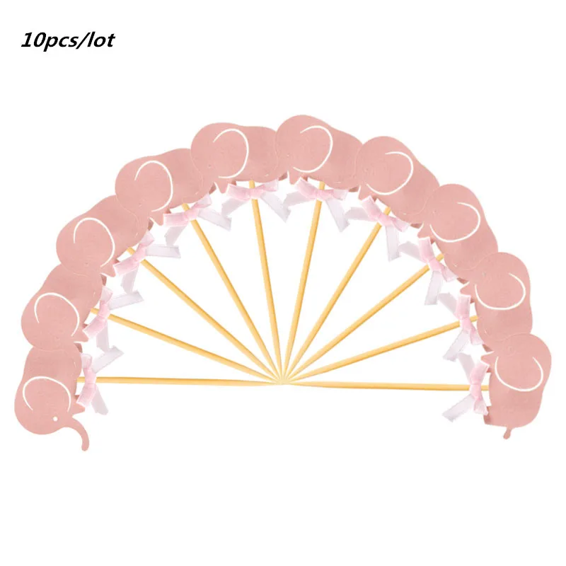 10pcs Elephant 10 шт./упак. мультфильм золото/Розовая лошадка кекс фигурки жениха и невесты; Свадебные украшения Baby Shower День рождения расходные материалы - Цвет: 10pcs Elephant