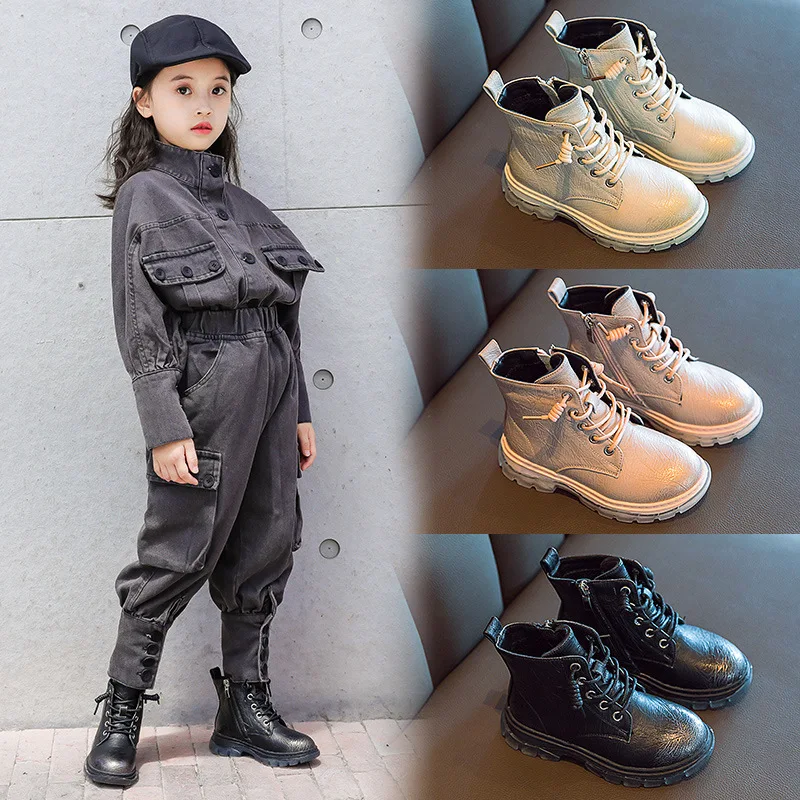 Детские мотоциклетные ботинки из ПУ кожи водонепроницаемые осенне зимние теплые