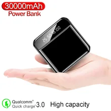 30000mAh power bank portable external battery charger for iPhone Xiaomi mini power bank Tpye-C LED digital display