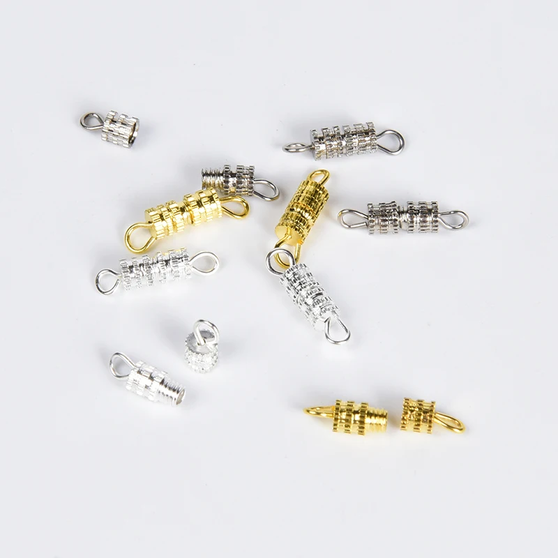 

20Pcs/Lot 4 x14mm Spiral Necklace Bracelet DIY Accessories Connection Clasps Screw Buckle Connectors For Jewelry Making Supplies