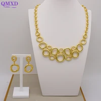 latest special design luxury gold plated jewelry sets brazilian gold circle shape style necklace for women wedding party gift