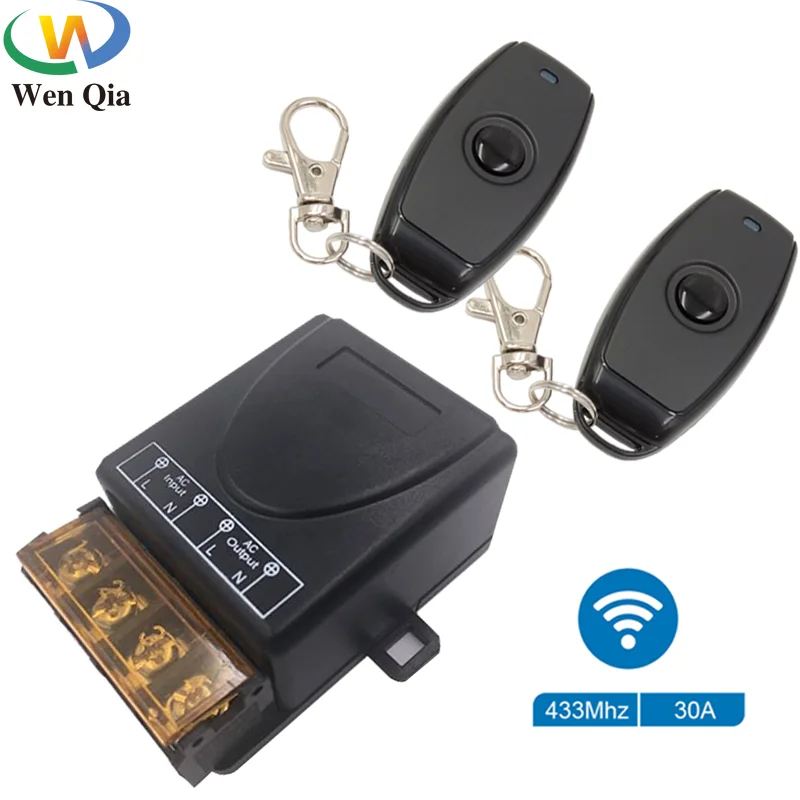 

High Power Wireless Remote Control Switch 433Mhz AC85-220V 30A 1CH Relay Receiver For Factory Farm Office Exhaust Fan Pump Lamp