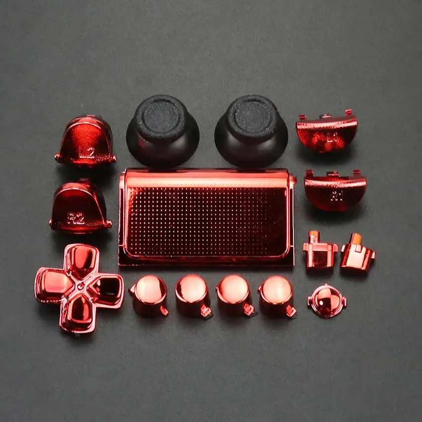 JCD Metal Plated Button Set For PS4 PRO Slim Controller JDS-040 JDM-040 Dpad L1 R1 L2 R2 Trigger Buttons Analog Grips Caps Cover |