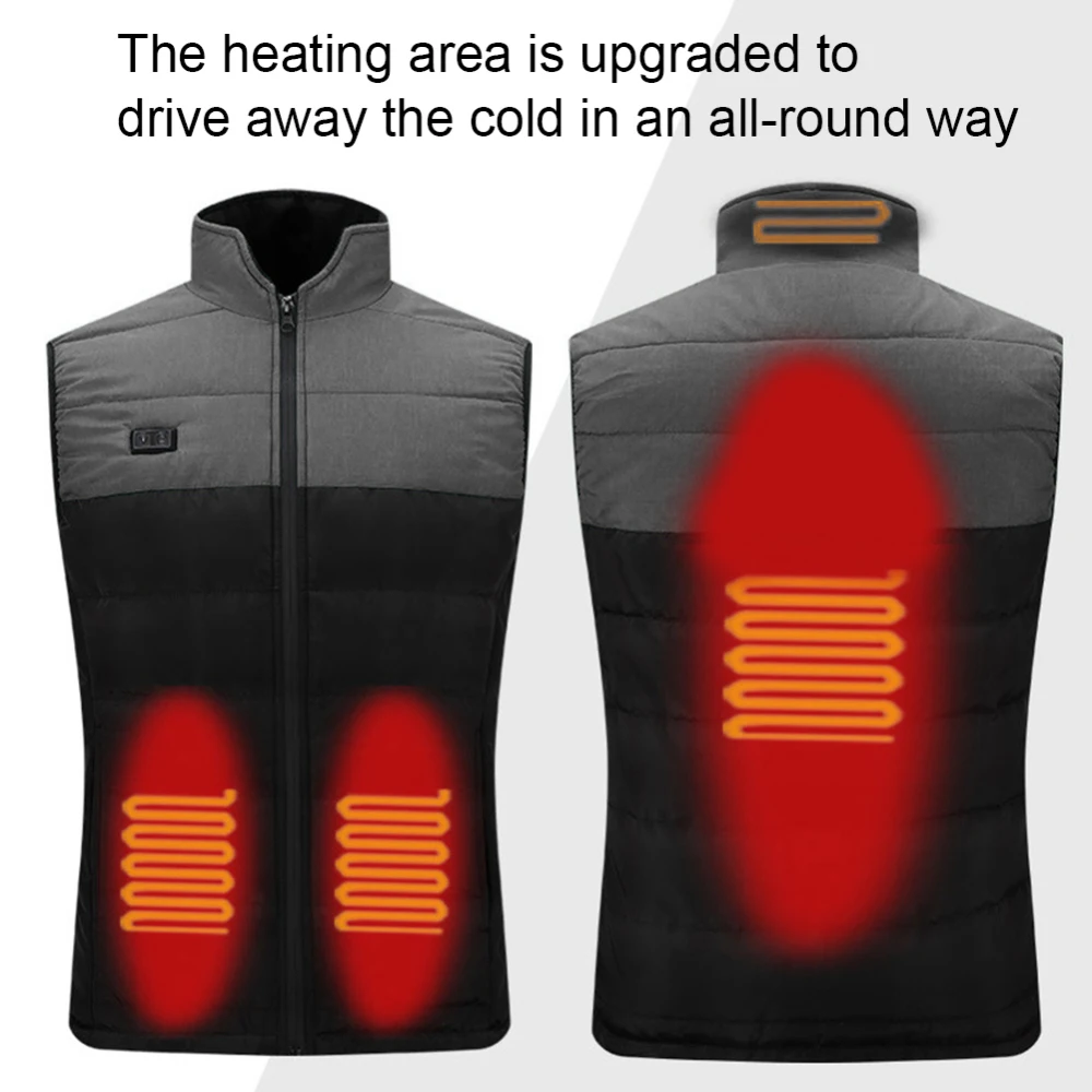 

9 Areas Heating Vest Jacket Women Men USB Heating Coat Warm Clothing Smart Dual Control Hunting Fishing Winter New Gray M-4xl