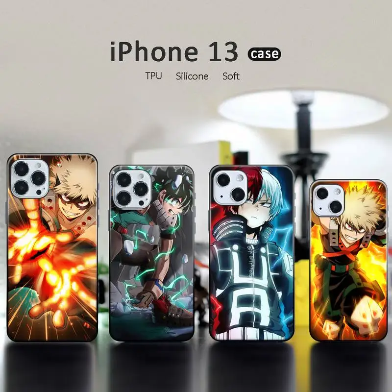 

Soft Bumper Anime my hero academia Phone Case for iphone 13 12 11 pro mini XS max 6 6s 7 8 plus X XR soft TPU coque shell funda