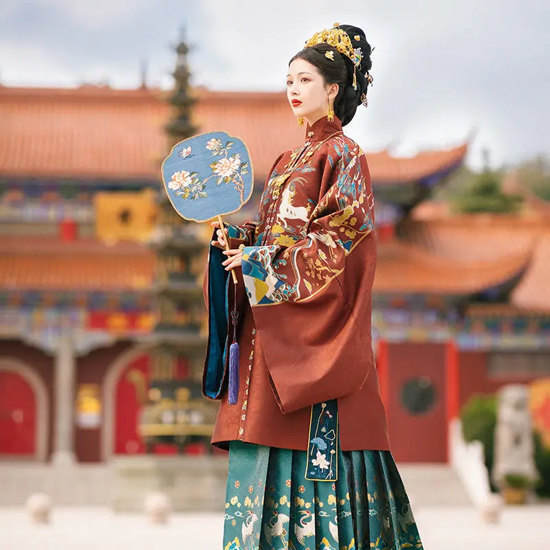 Ropa de princesa de hadas De La Dynasty Ming para mujer, conjunto de trajes de actuación con cuello mandarín chino, Hanfu, novedad