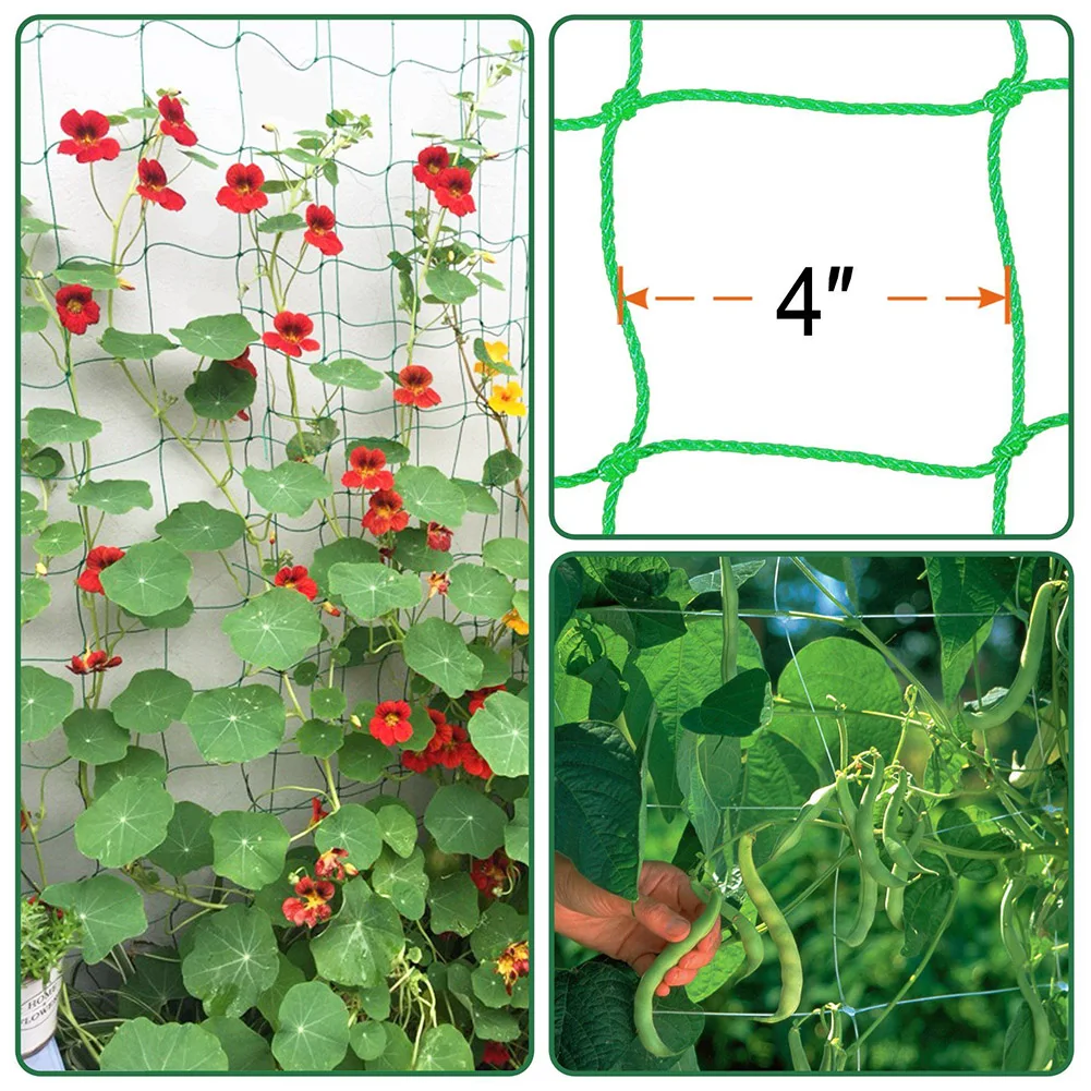 Green Nylon Plant Climbing Net Garden Bean Growing Fence Mesh Support | Дом и сад