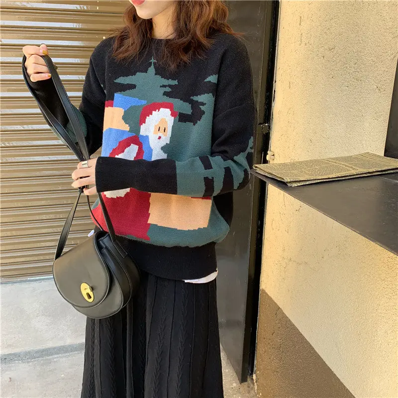 

Hzirip 2020 Thicken Christmas Brief Winter Cute Warm All Match Stylish Feminine Sweet Knitted Pullovers Gentle Soft Sweaters