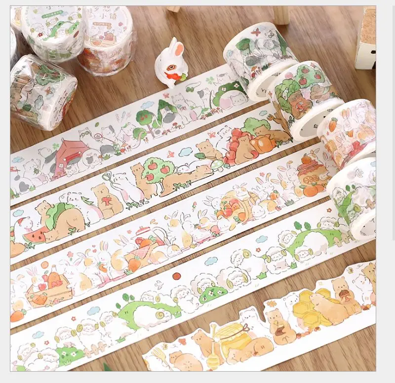 30mm wide Lovely sheep rabbit bear cat happy party dream town washi tape DIY planner scrapbooking masking | Канцтовары для офиса и