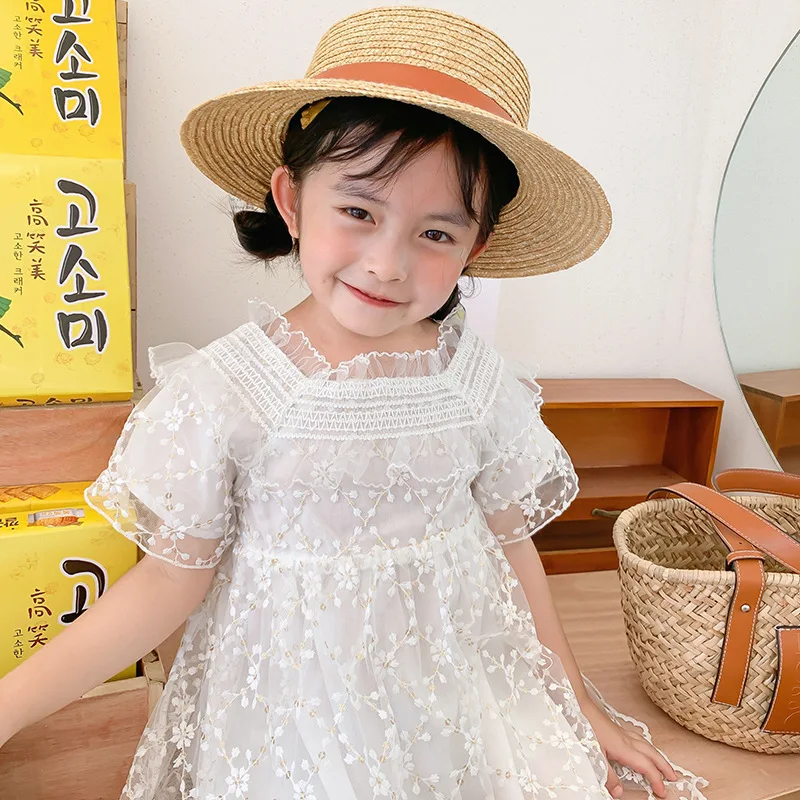 

Girls' dress summer new children's Korean princess wear baby girl net pure color poncho dress fashion wear 11-1