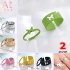 Кольцо женское открытое серебряное с бабочкой, 6 видов цветов, парные кольца для влюбленных