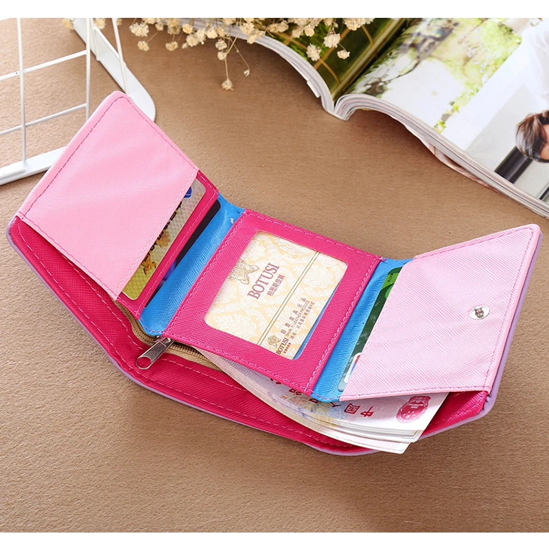 Модный короткий кошелек женский маленький с мультяшным котом для студенток