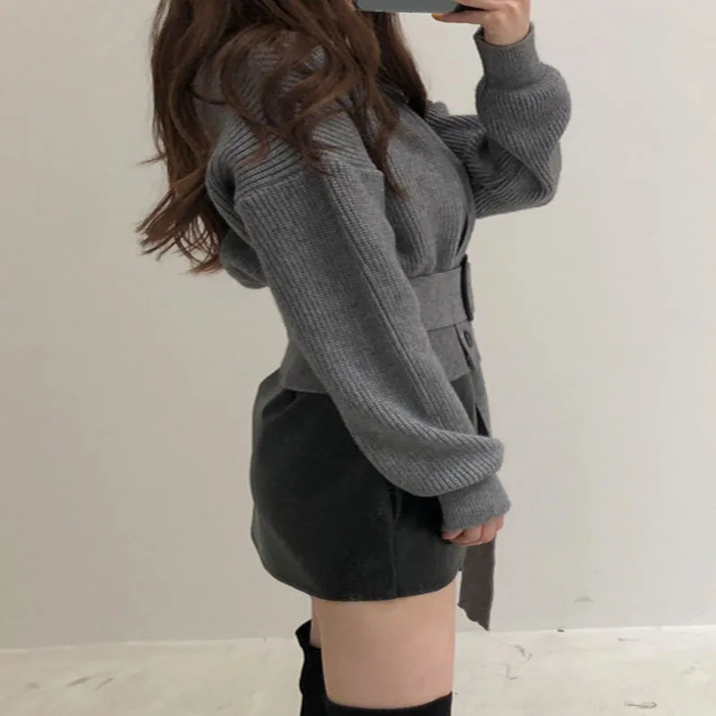 Вязанный новый осенне-зимний женский свитер 2019 ретро двубортный кардиган модный