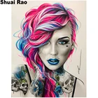 Картина с черепом для женщин 5d, сделай сам, алмазная живопись, полностью квадратная, круглая, алмазная вышивка, красный тоут, портрет для 2020, Новое поступление, подарок