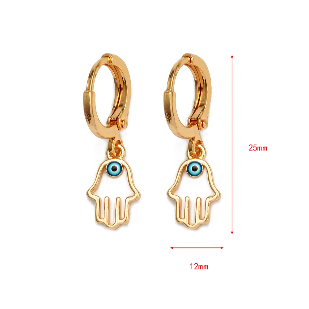 Висячие серьги-подвески в форме Хамса от сглаза золотого цвета турецкие синие