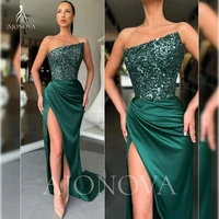 sexy green sequin elegant ceremony long party dresses women evening dress 2021 side split special occasion dresses night womens