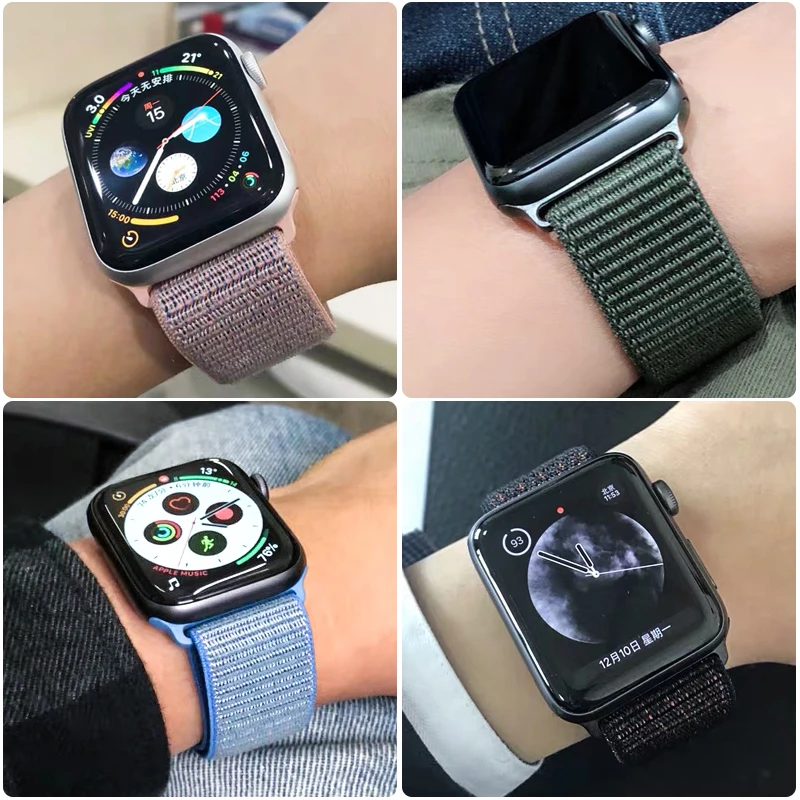 Ремешок для apple watch 5 44 мм 40 мм 42 мм 38 мм iwatch Series 3 2 1 нейлоновый спортивный ремешок для часов Браслет apple watch 5 4 band