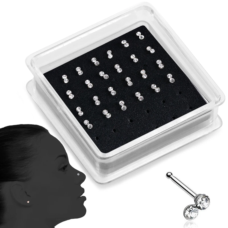 Нострил 316L нержавеющая сталь Носовая кость кольца шпильки инкрустированные