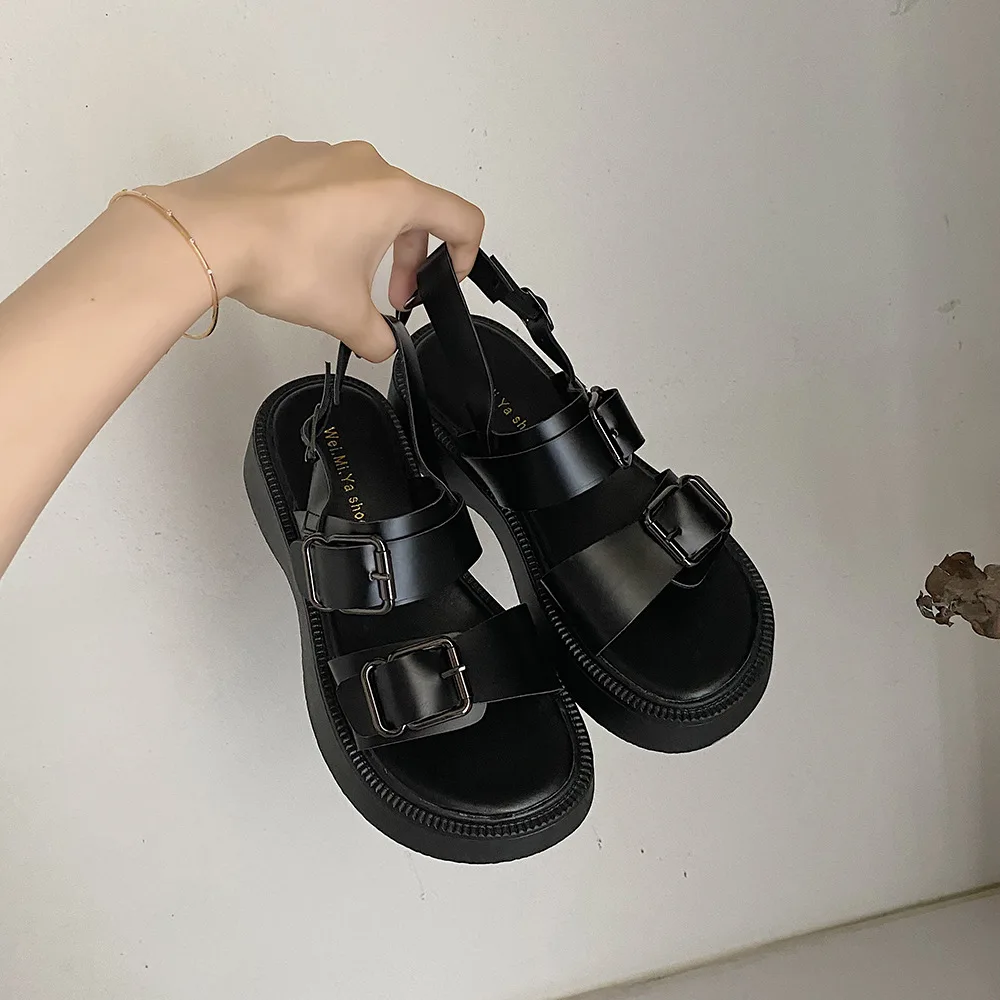 

Roman Shoes Women's Summer Sandals 2021 New Belt Buckle Thick Bottom Fashion Simple Casual Daily Sandals