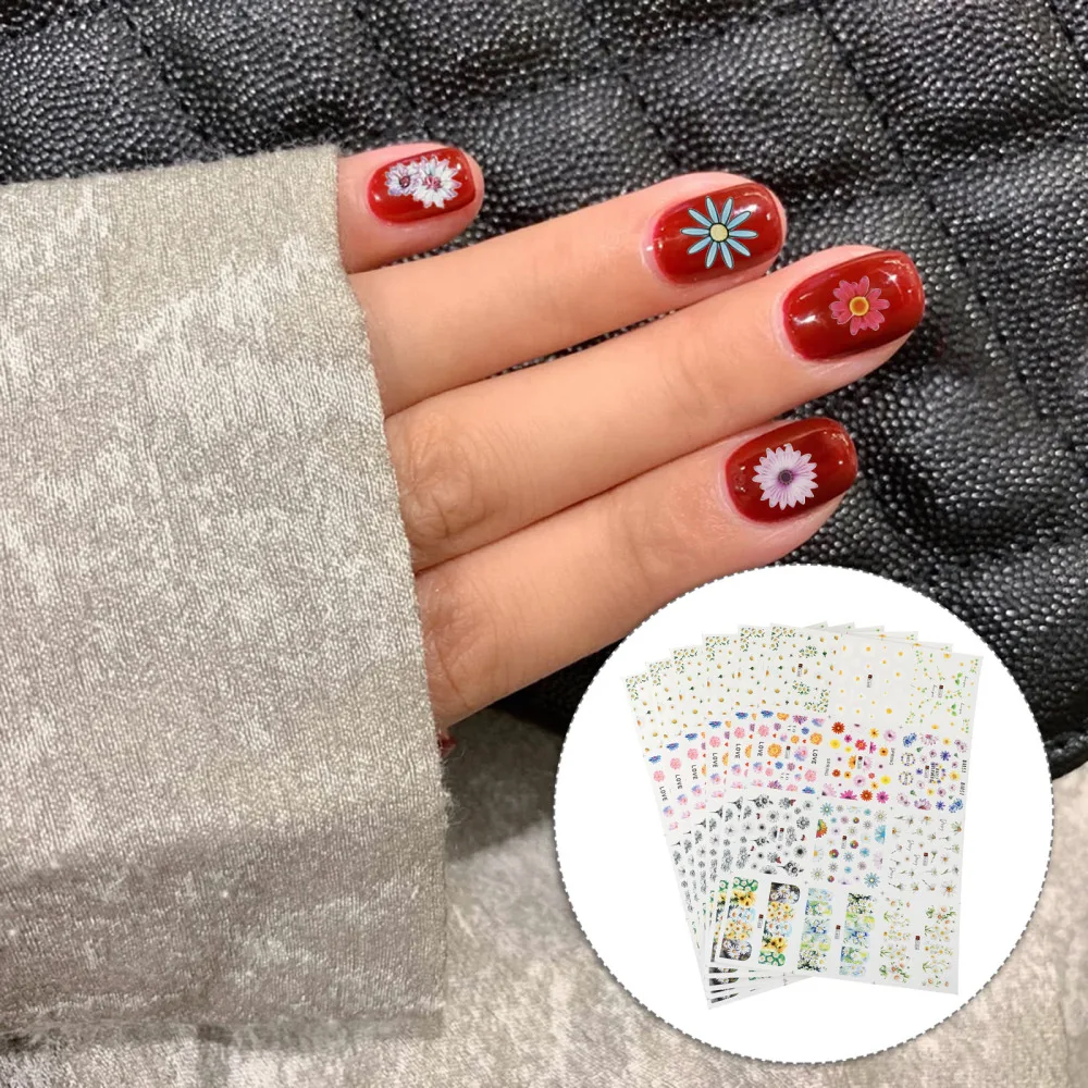

6 Sheets Flowers Nail Art Stickers Nail Decals Nail Art Accessories for Girls