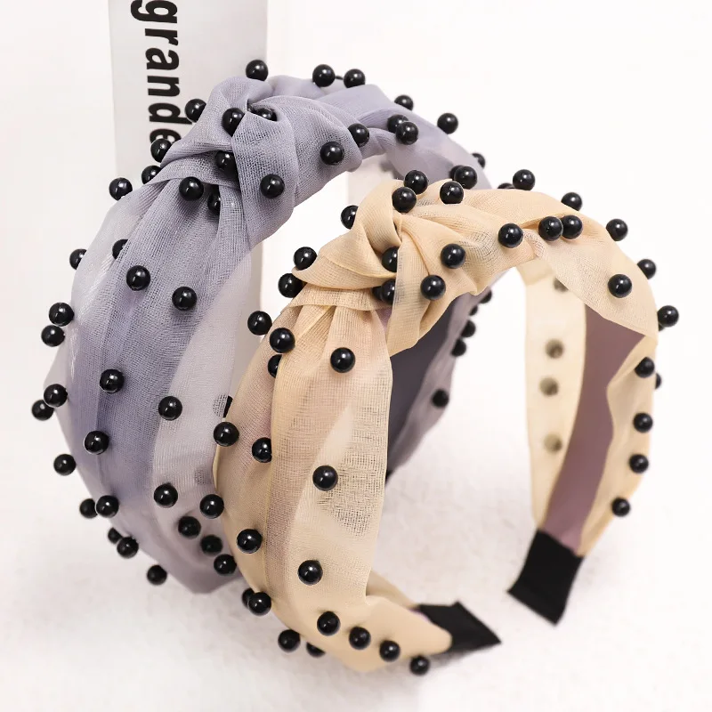 Новинка Корейская кружевная шелковая Марля с жемчугом Женская тканевая повязка