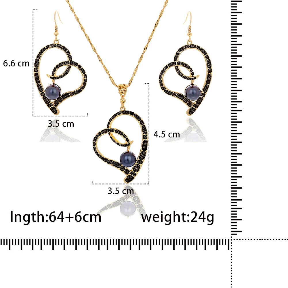 

Cring Coco Enamel Heart Necklaces Jewelry Sets Women's Hawaiian Gold Chains Pendant Necklace Earrings Set for Women Girls Gifts