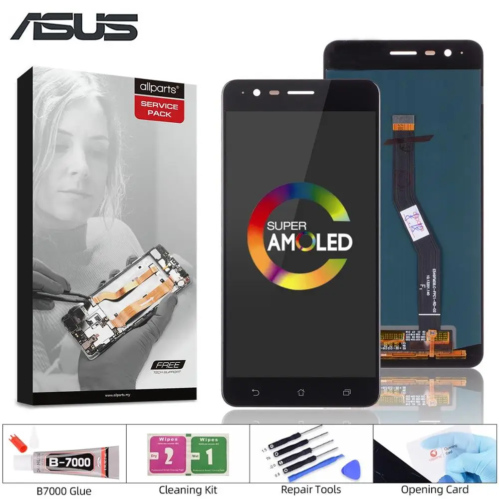 AMOLED Дисплей для ASUS Zenfone 3 Zoom ZE553KL LCD в сборе с тачскрином 5.5" черный белый золотой