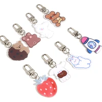 1pc cartoon bear acrylic key chains cute rabbit animal keychain for women men girl car bag keyring pendant accession party gift