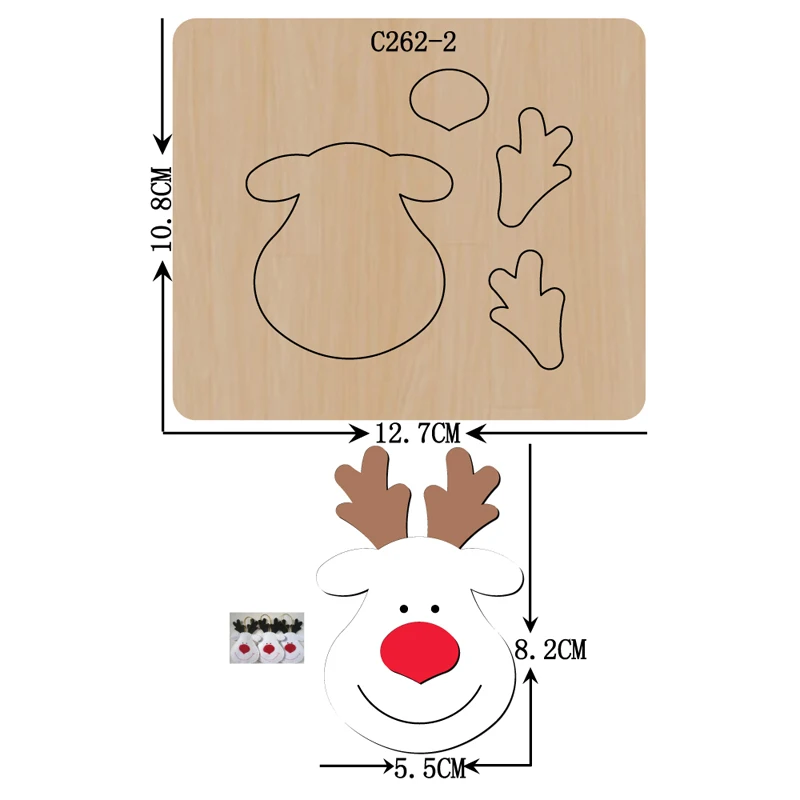 Новый Рождественский олень деревянный под давлением Скрапбукинг C-262-2