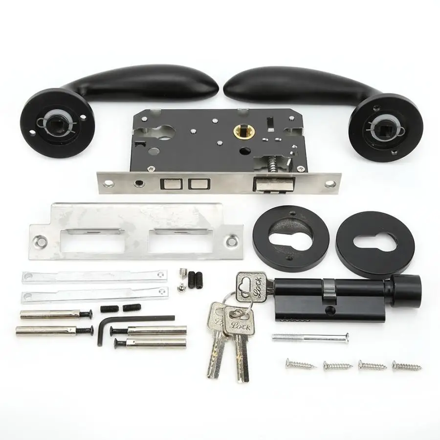 Дверная ручка замок черный пространство Алюминий Внутренняя дверь спальни