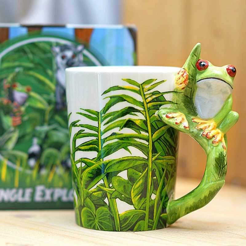 

300ml Creative Frog Ceramic Mugs 3D Cartoon Cup Hand Drawn Animal Coffee Mug Gift Coffee Cup Cute Cup Tumbler Cup