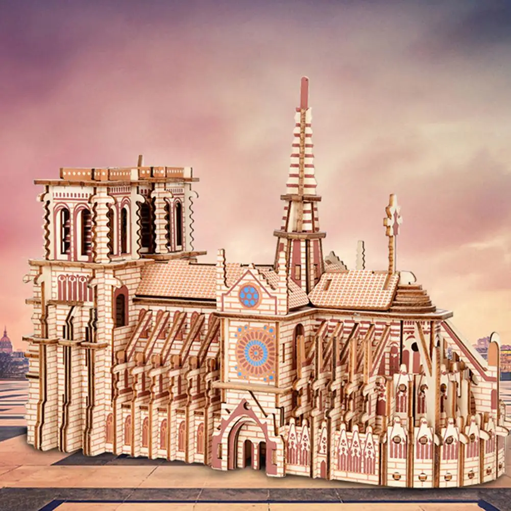 3D пазл NotreDame De Paris деревянная сборка моделирование строительства сделай сам
