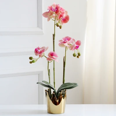 High simulation 3D real touch artificial Butterfly Orchids flower arrangements fake flowers Phalaenopsis bonsai Floral ornaments | Дом и сад