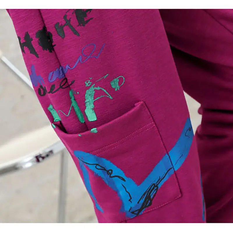 

XITAO Patchwork Letter Casual Motion Sweatshirt Pant Sets 2021 Autumn New Fashion Easy All Match Elastic Waist Show Thin CLL1614