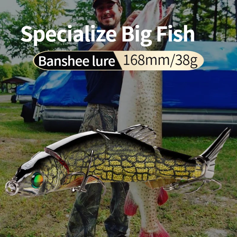 

Banshee 168mm 38g VMJM05-6.5 Hard Artificial Bait pike Walleye bass Fishing Lure Sinking 5 sections Mulit Jointed Swimbait