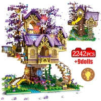 2242pcs city tree street view model brick led string house figures diy building blocks educational friends toys for childrens