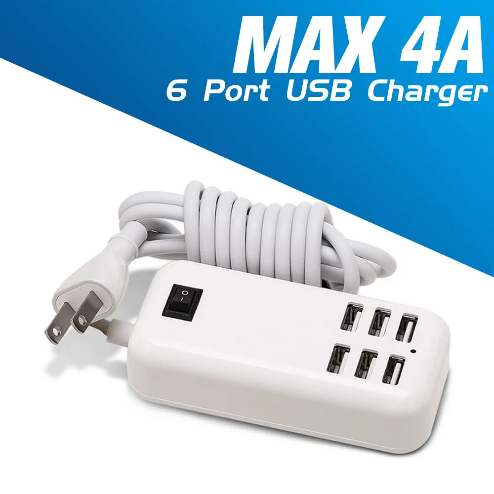 Фото Зарядное устройство Anmone USB 6 портов 5 В/3 А штепсельная вилка стандарта США адаптер Зарядное устройство Anmone USB 6 портов 5 В/3 А штепсельная вилка стандарта США адаптер