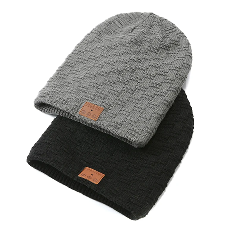 

Bluetooth Headset Knit Beanie Hat Wireless Music Hands-free Call Smart Fleece Lined Warm Cap ASD88