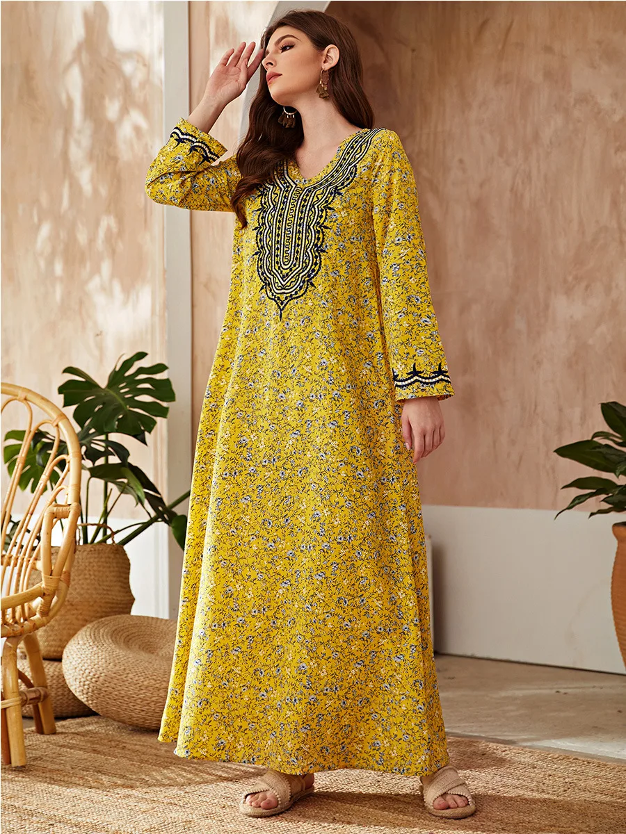 Caftan Marocain Robe Longue Femme Musulman Dubai Abaya Kaftan Turkey Islam Arabic Long Muslim Hijab Dress Abayas for Women
