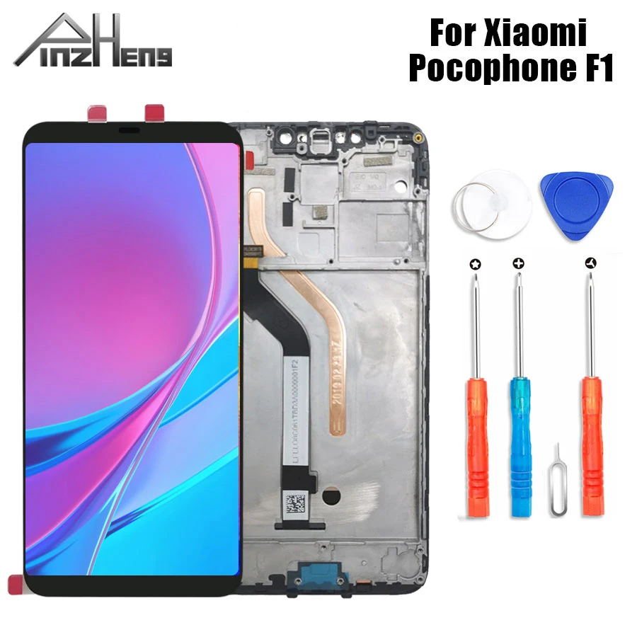 PINZHENG AAAA Оригинальный ЖК дисплей для Xiaomi Pocophone F1 с сенсорным экраном дигитайзер