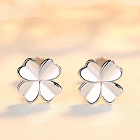 s925 sterling silver luck four leaf clover stud earrings women korean fashion brand hot jewelry gifts for girlfriend 2021 trendy