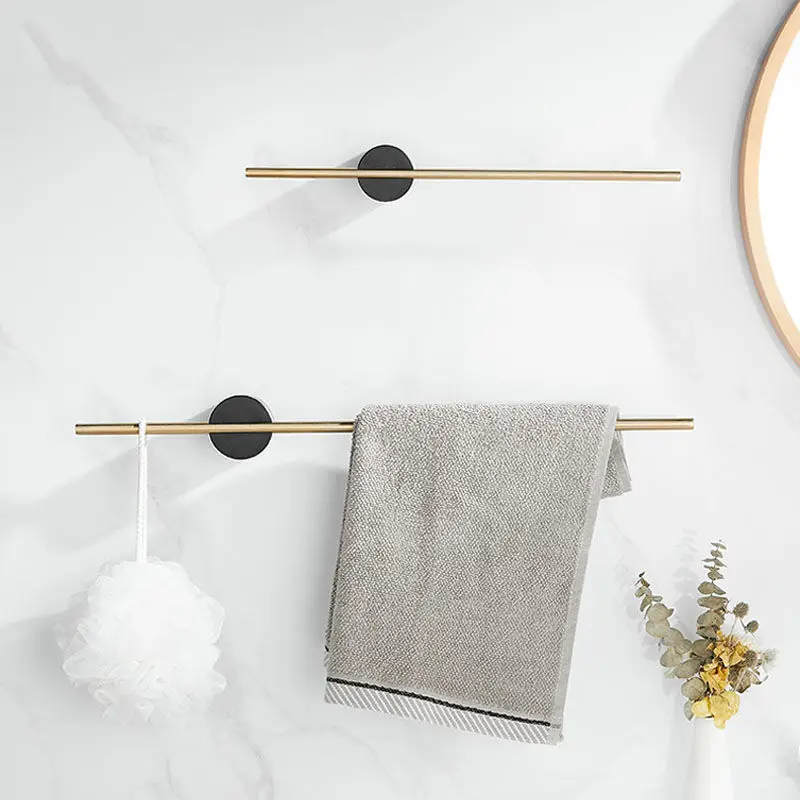 

40/50cm Towel Rack Towel Hanger Bath Towel Holder Wall Hanging Black Bar Silver Rod Bathroom Shelf Kitchen Storage Rack